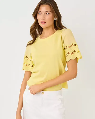 Lilly Pulitzer Sebene Eyelet Knit Top In Yellow