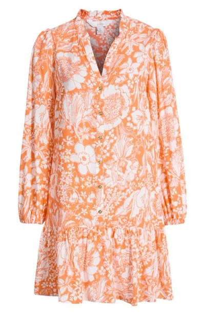 Lilly Pulitzer Shaley Tunic Popover Dress In Sunset Orange Budding Romance In Multi
