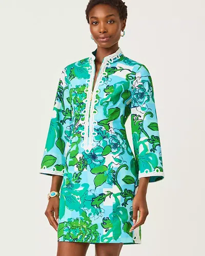 Lilly Pulitzer Shealyn 3/4 Sleeve Stretch Cotton Dress In Blue