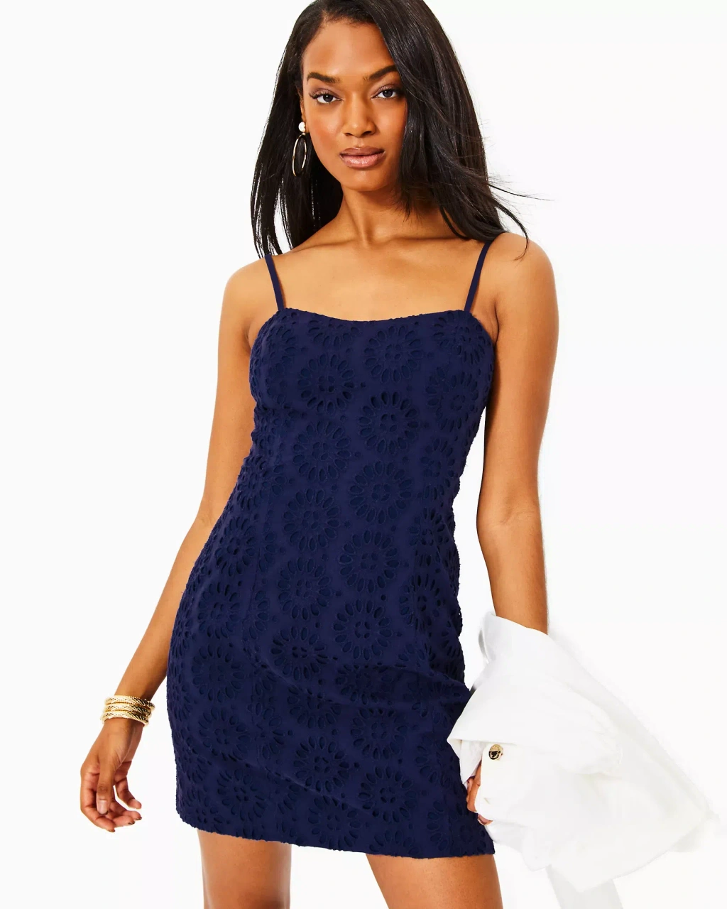 Lilly Pulitzer Shelli Eyelet Mini Dress In Navy | ModeSens