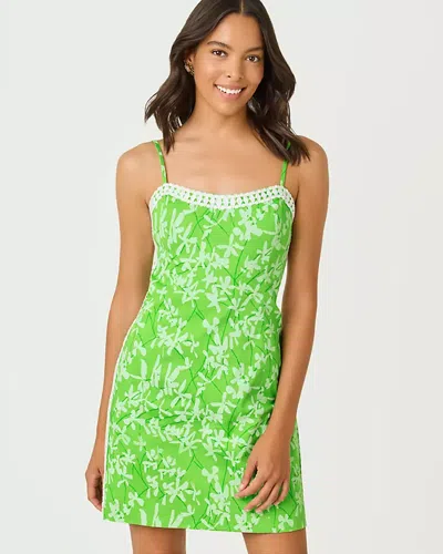 Lilly Pulitzer Shelli Stretch Dress In Crocodile Green Liza Overprint