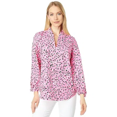 Lilly Pulitzer Sherida Top Women's Pink Topaz My Favorite Spot Blouse Jzz337