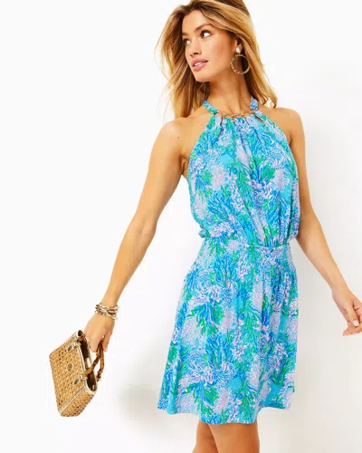 Lilly Pulitzer Shirelle Skirted Romper In Las Olas Aqua Strong Current Sea