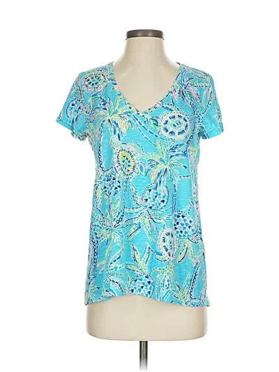 Pre-owned Lilly Pulitzer Short Sleeve Blouse In Blue