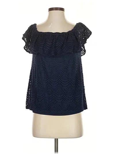 Pre-owned Lilly Pulitzer Short Sleeve Blouse In Blue
