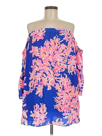 Pre-owned Lilly Pulitzer Short Sleeve Blouse In Blue