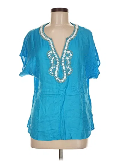 Pre-owned Lilly Pulitzer Short Sleeve Blouse In Blue