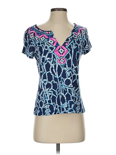 Pre-owned Lilly Pulitzer Short Sleeve Blouse In Blue