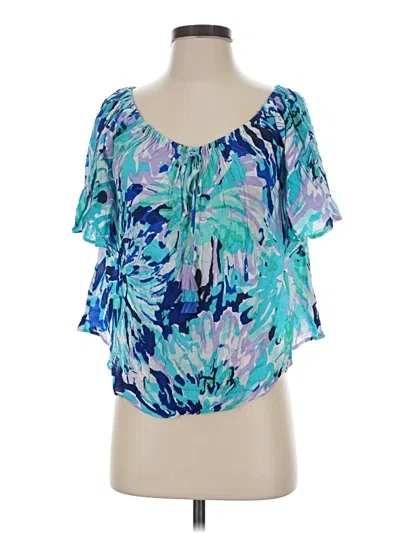 Pre-owned Lilly Pulitzer Short Sleeve Blouse In Blue