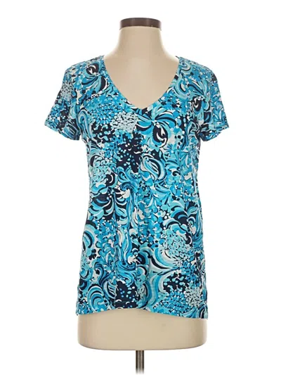 Pre-owned Lilly Pulitzer Short Sleeve Blouse In Blue