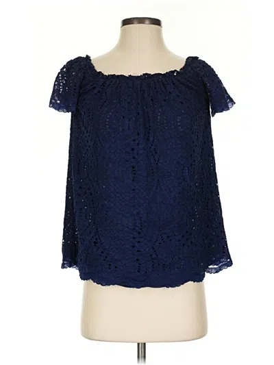 Pre-owned Lilly Pulitzer Short Sleeve Blouse In Blue