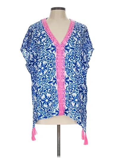 Pre-owned Lilly Pulitzer Short Sleeve Blouse In Blue