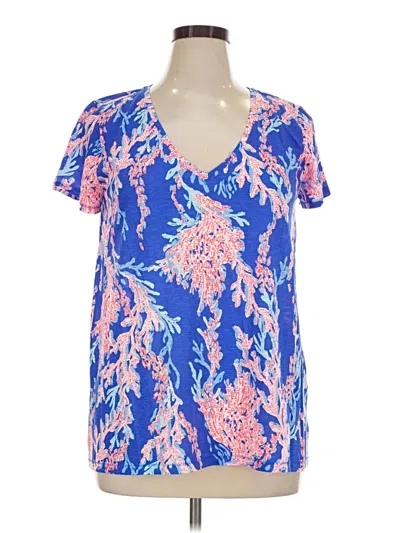 Pre-owned Lilly Pulitzer Short Sleeve Blouse In Blue