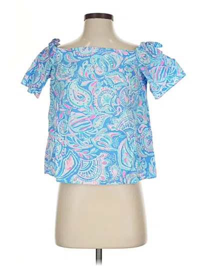 Pre-owned Lilly Pulitzer Short Sleeve Blouse In Blue