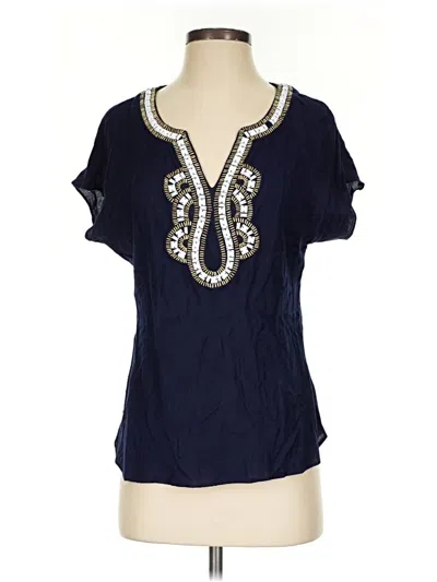 Pre-owned Lilly Pulitzer Short Sleeve Blouse In Blue