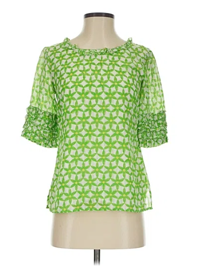 Pre-owned Lilly Pulitzer Short Sleeve Blouse In Green