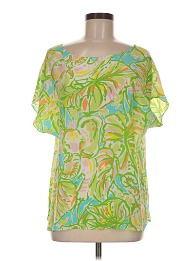 Pre-owned Lilly Pulitzer Short Sleeve Blouse In Green