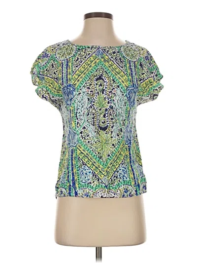 Pre-owned Lilly Pulitzer Short Sleeve Blouse In Green