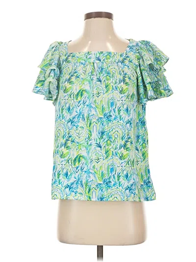 Pre-owned Lilly Pulitzer Short Sleeve Blouse In Green