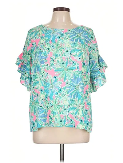 Pre-owned Lilly Pulitzer Short Sleeve Blouse In Green