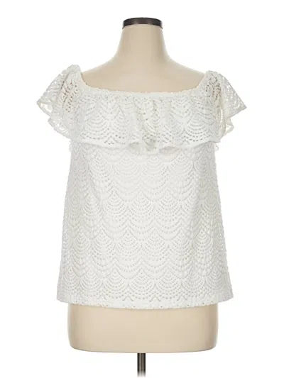 Pre-owned Lilly Pulitzer Short Sleeve Blouse In Ivory