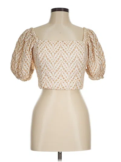 Pre-owned Lilly Pulitzer Short Sleeve Blouse In Ivory