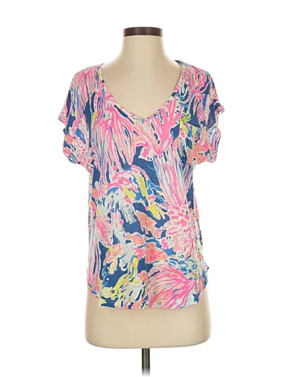 Pre-owned Lilly Pulitzer Short Sleeve Blouse In Pink