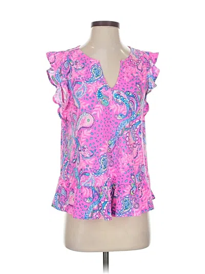 Pre-owned Lilly Pulitzer Short Sleeve Blouse In Pink