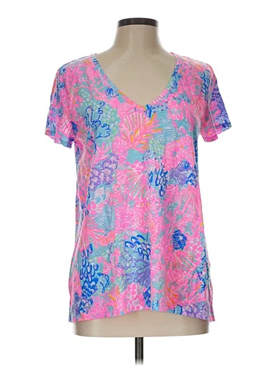Pre-owned Lilly Pulitzer Short Sleeve Blouse In Pink