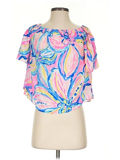 Pre-owned Lilly Pulitzer Short Sleeve Blouse In Pink