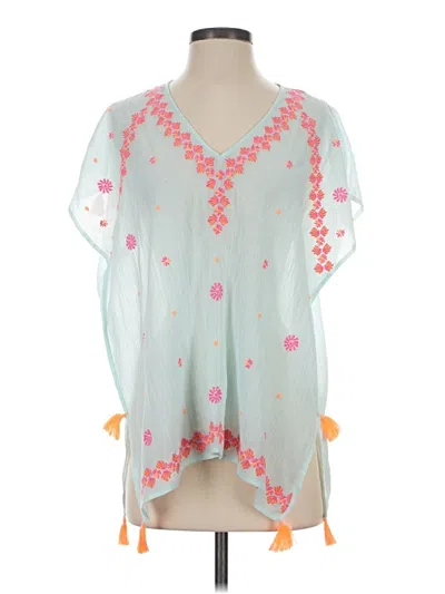 Pre-owned Lilly Pulitzer Short Sleeve Blouse In Teal
