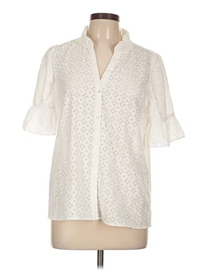 Pre-owned Lilly Pulitzer Short Sleeve Blouse In White