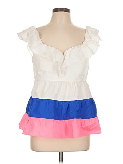 Pre-owned Lilly Pulitzer Short Sleeve Blouse In White