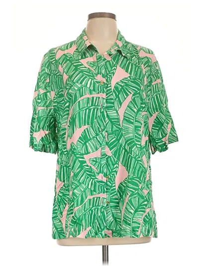 Pre-owned Lilly Pulitzer Short Sleeve Button Down Shirt In Green