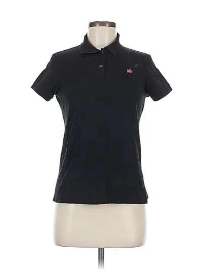 Pre-owned Lilly Pulitzer Short Sleeve Top Black Collared Neckline Tops