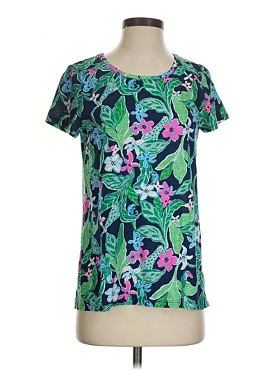 Pre-owned Lilly Pulitzer Short Sleeve Top Green Scoop Neck Tops