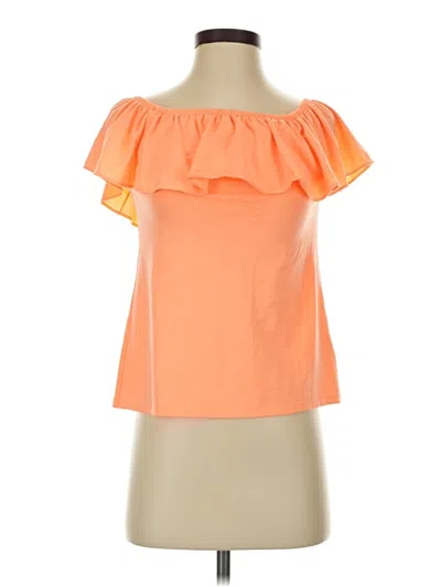Pre-owned Lilly Pulitzer Short Sleeve Top Orange Ruffles Neckline Tops