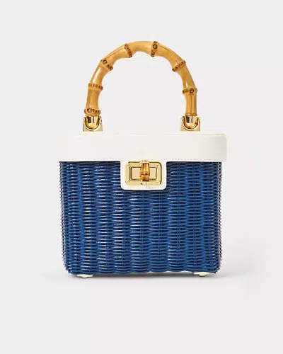 Lilly Pulitzer Sienna Top Handle Wicker Bag In Blue