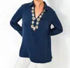 Lilly Pulitzer Simona Tunic Top In Low Tide Navy In Animal Print
