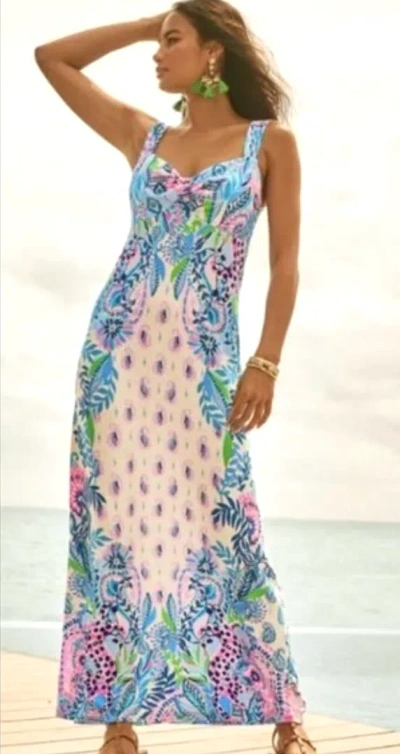 Pre-owned Lilly Pulitzer Size 10 Ambria Maxi Dress Haute Cature Macadamia Htf? In Multicolor