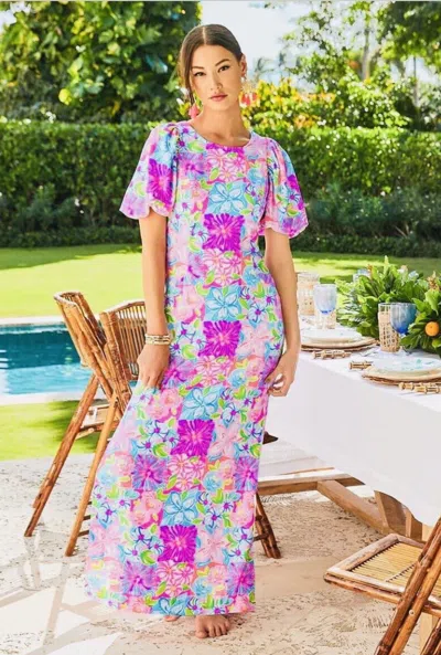 Pre-owned Lilly Pulitzer Size 12 Kimberle Stretch Maxi Dress Take It From Your Mumsy In Multicolor