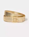 Lilly Pulitzer Skinny Leather Logo Belt In Gold Metallic