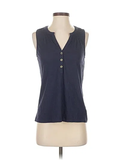 Pre-owned Lilly Pulitzer Sleeveless Button Down Shirt In Blue
