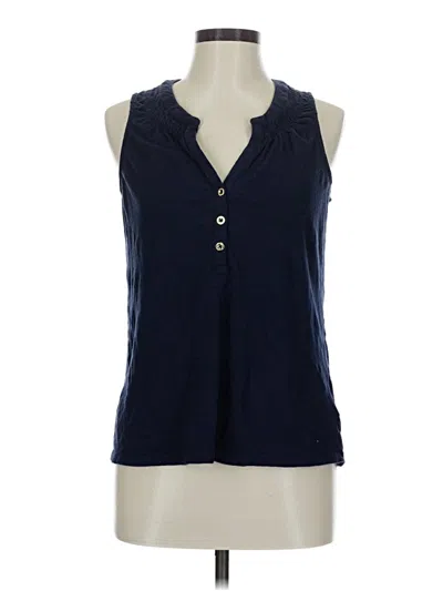 Pre-owned Lilly Pulitzer Sleeveless Button Down Shirt In Blue