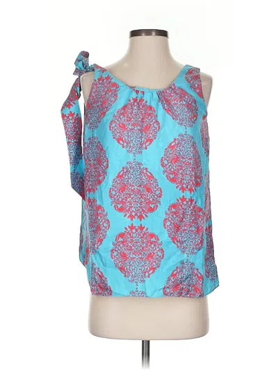 Pre-owned Lilly Pulitzer Sleeveless Silk Top Blue Halter Neckline Tops