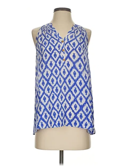 Pre-owned Lilly Pulitzer Sleeveless Silk Top Blue Halter Neckline Tops