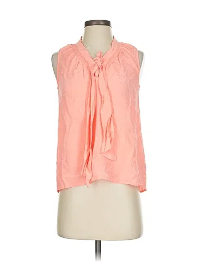 Pre-owned Lilly Pulitzer Sleeveless Silk Top Orange Halter Neckline Tops