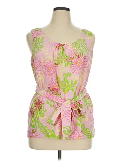 Pre-owned Lilly Pulitzer Sleeveless Silk Top Pink Boatneck Tops