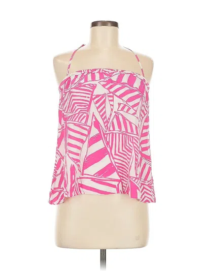 Pre-owned Lilly Pulitzer Sleeveless Silk Top Pink Halter Neckline Tops