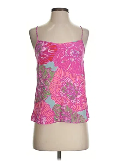 Pre-owned Lilly Pulitzer Sleeveless Silk Top Pink Halter Neckline Tops